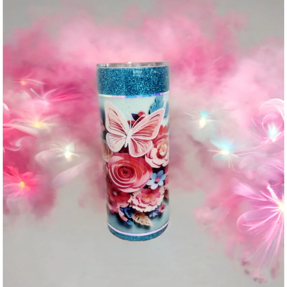 3D Flower butterfly 30oz tumbler - Picture 4 of 4